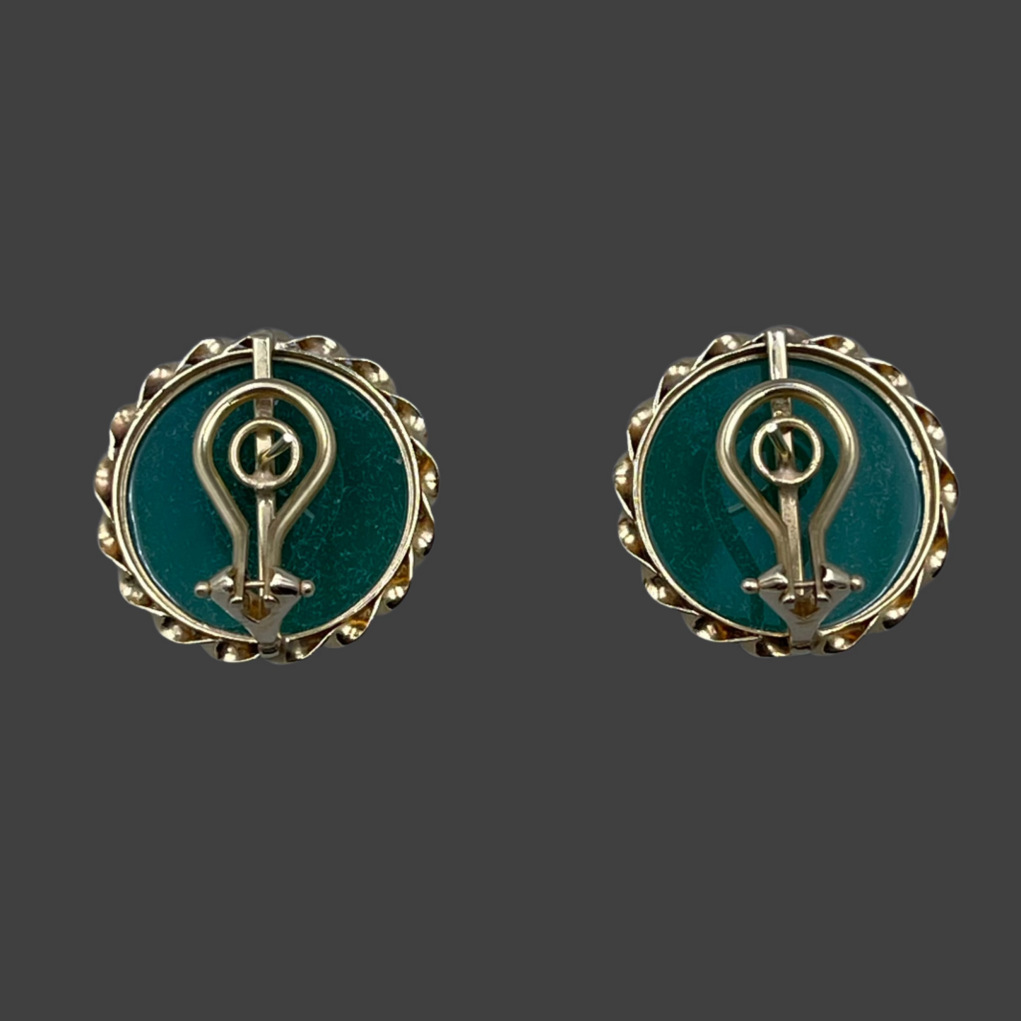 14K Yellow gold jade spartan earrings