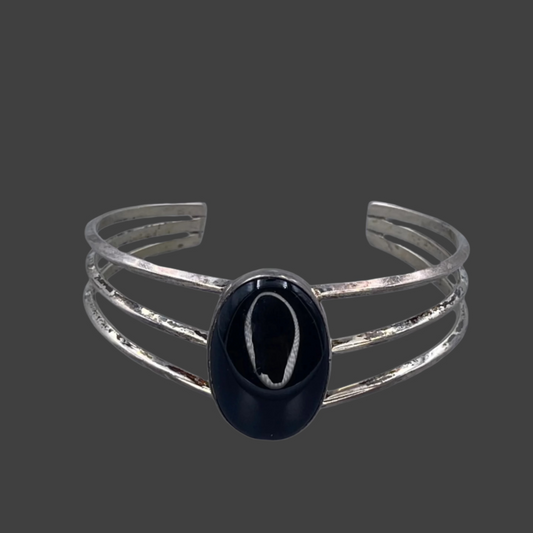 Onyx and sterling cuff