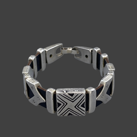 Silver and Leather Bracelet