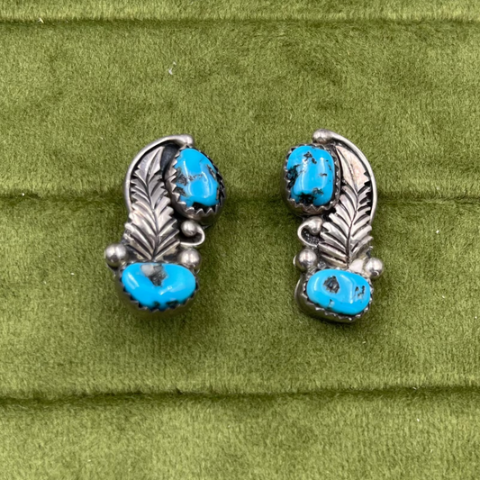 Turquoise and feather earings