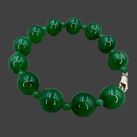 Circle bead Jade 14K gold bracelet